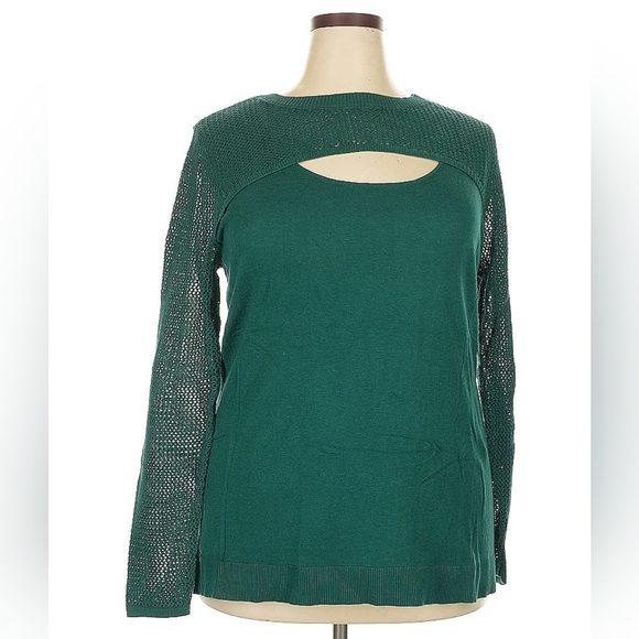 Torrid Peek Neck Cutout Green Sweater Top - Size 3X - Picture 2 of 6